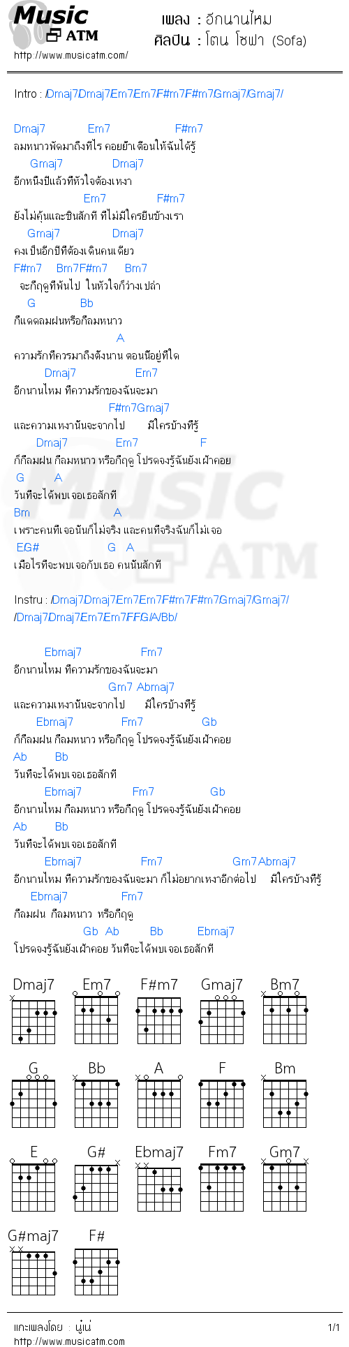 คอร์ดเพลง อีกนานไหม