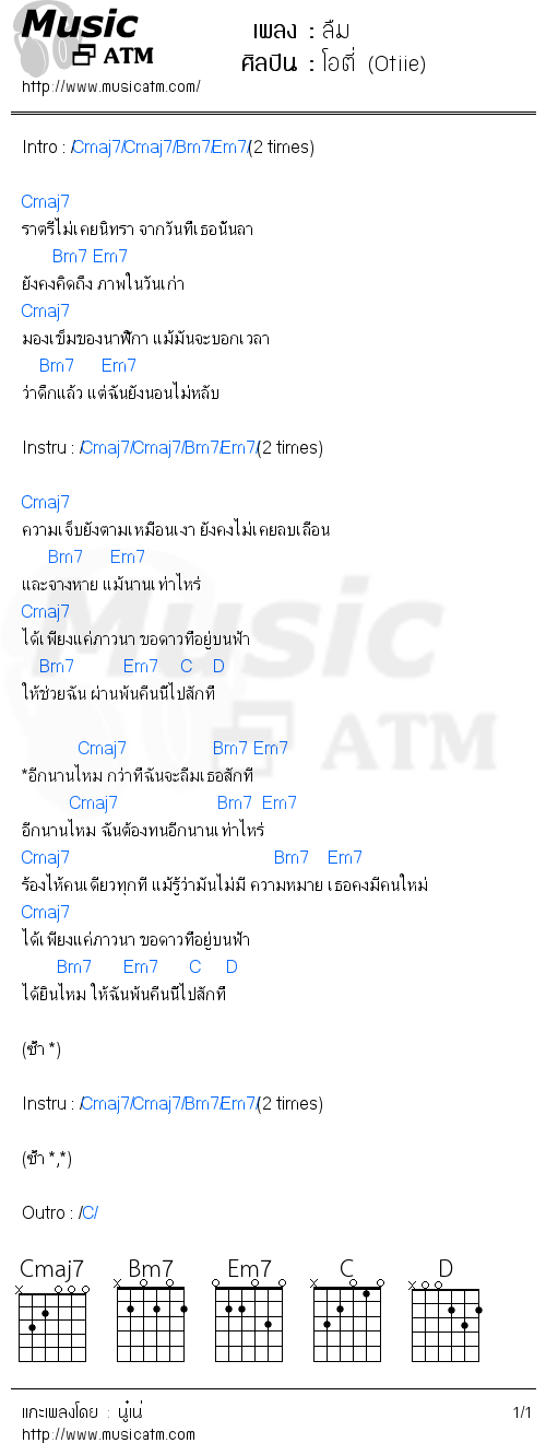 คอร์ดเพลง ลืม