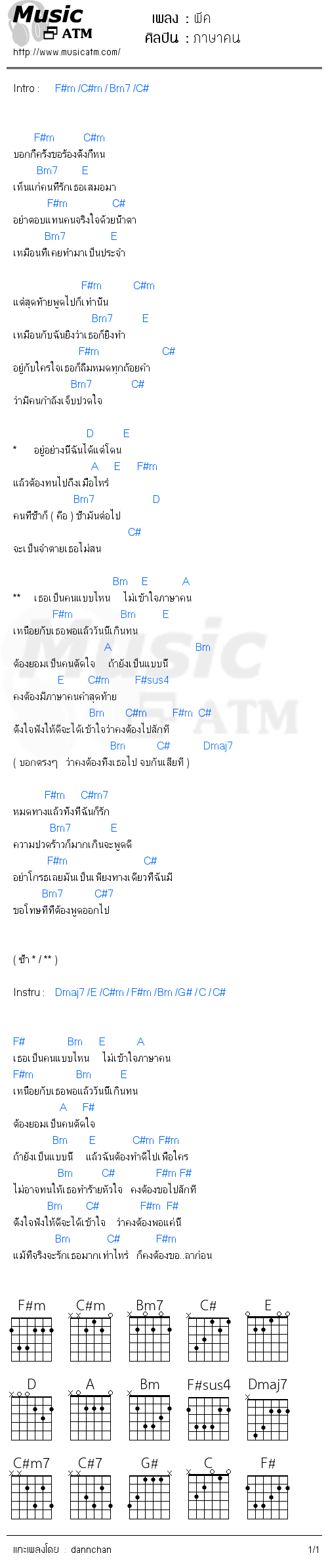 คอร์ดเพลง พีค