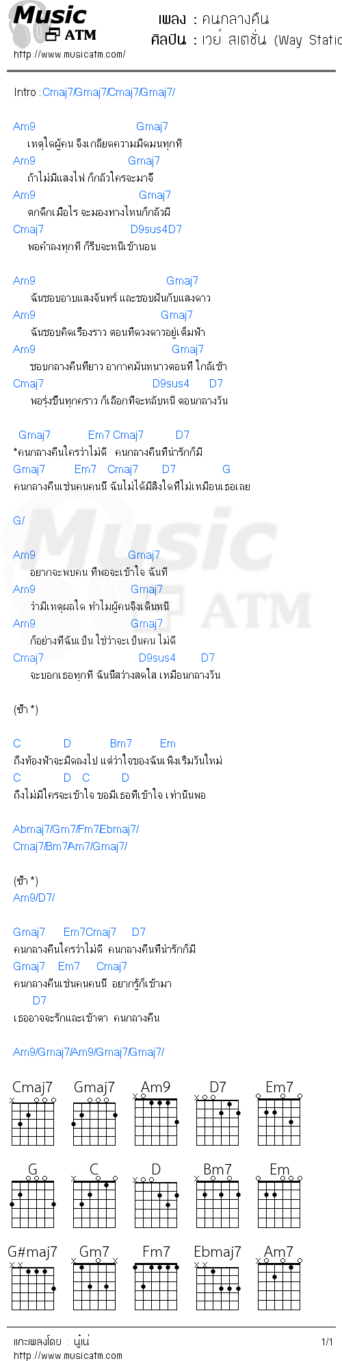 คอร์ดเพลง คนกลางคืน