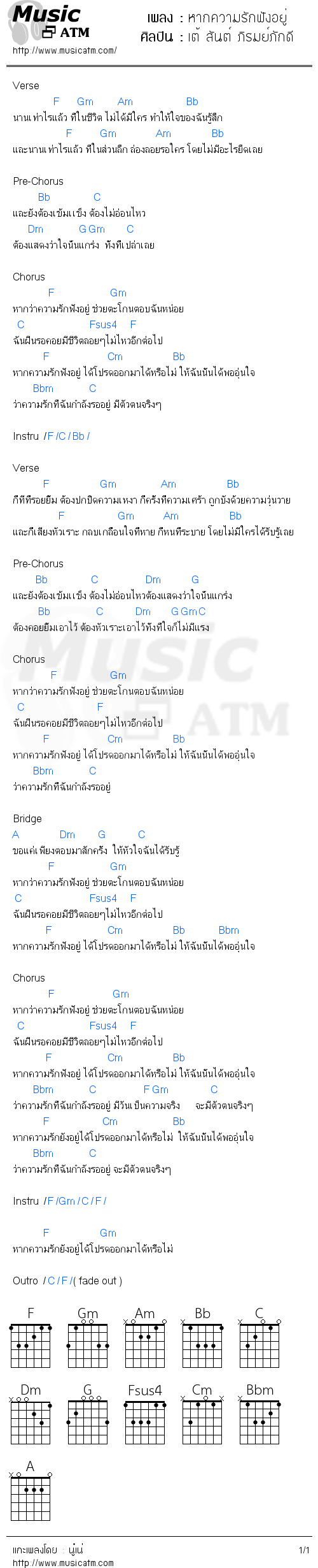 คอร์ดเพลง หากความรักฟังอยู่