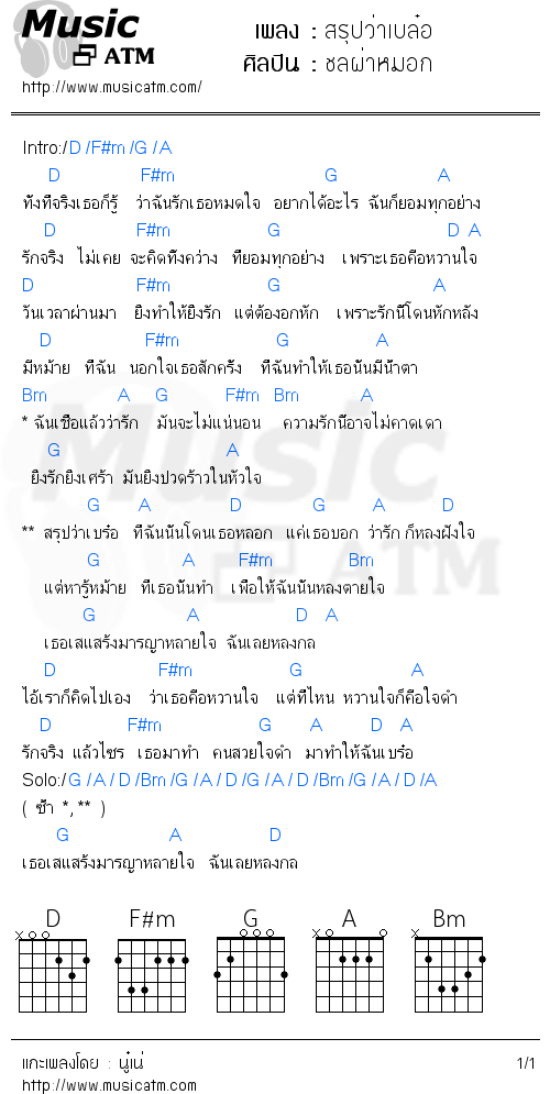 คอร์ดเพลง สรุปว่าเบล๋อ