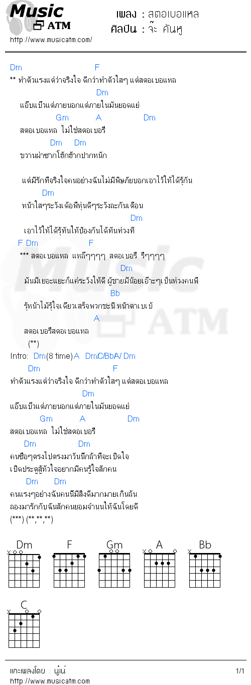 คอร์ดเพลง สตอเบอแหล