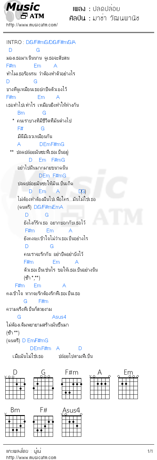 คอร์ดเพลง ปลดปล่อย