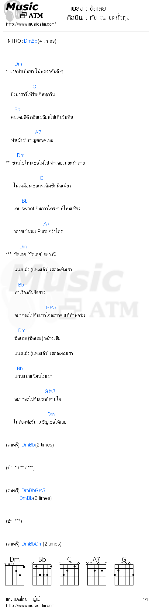 คอร์ดเพลง ชัดเลย