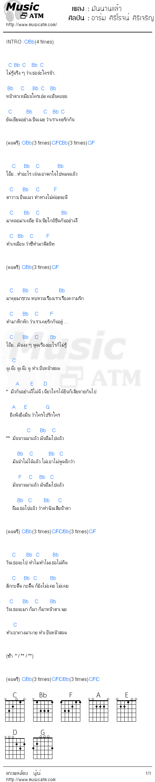 คอร์ดเพลง มันนานแล้ว