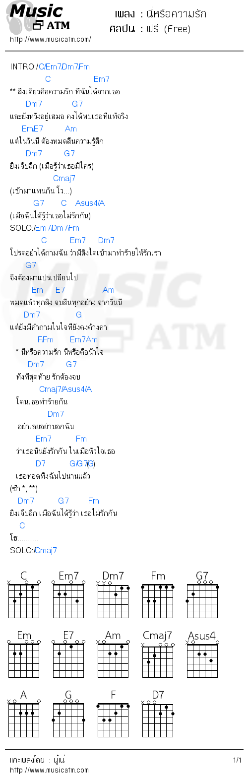 คอร์ดเพลง นี่หรือความรัก