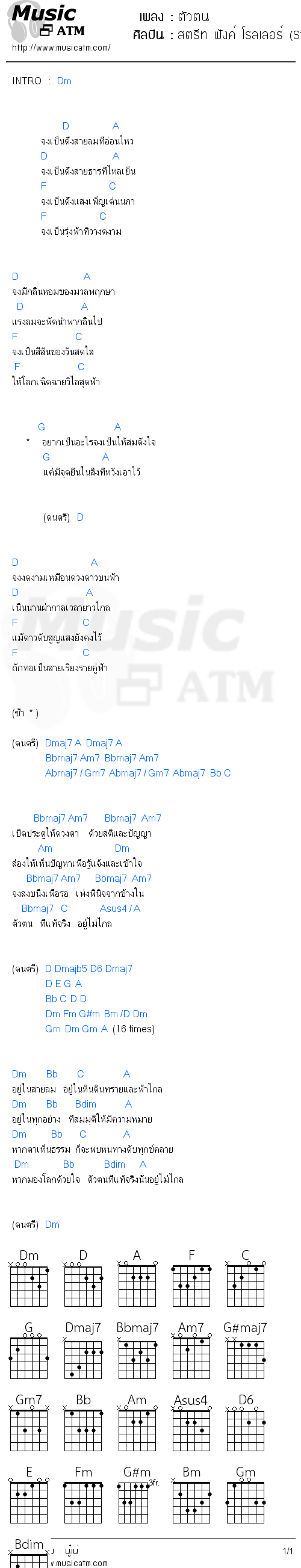 คอร์ดเพลง ตัวตน