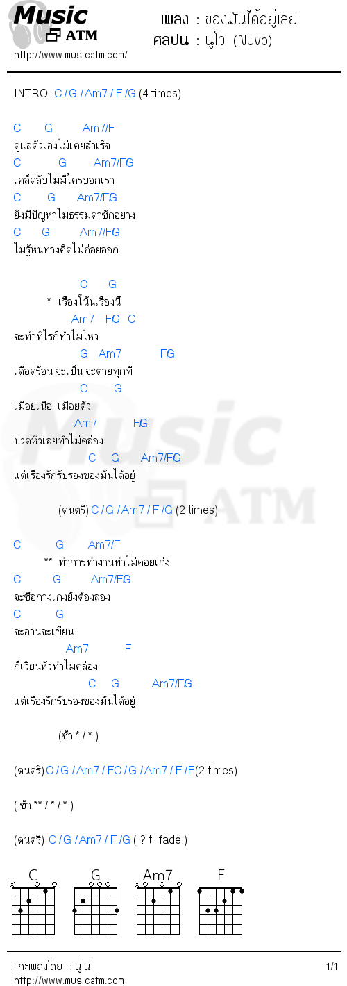 คอร์ดเพลง ของมันได้อยู่เลย