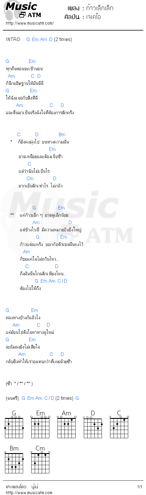 คอร์ดเพลง ก้าวเล็กเล็ก