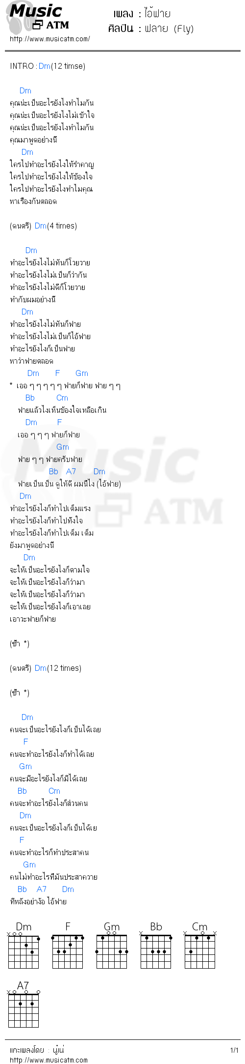 คอร์ดเพลง ไอ้ฟาย