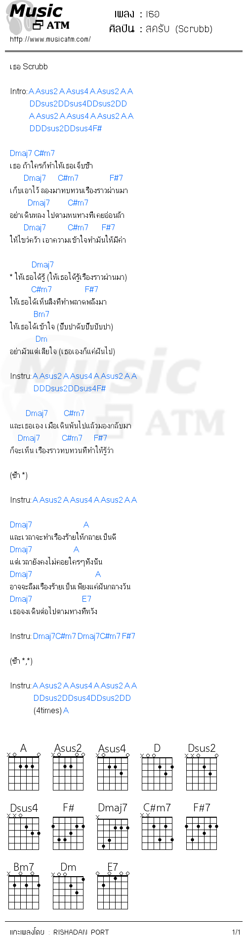 คอร์ดเพลง เธอ