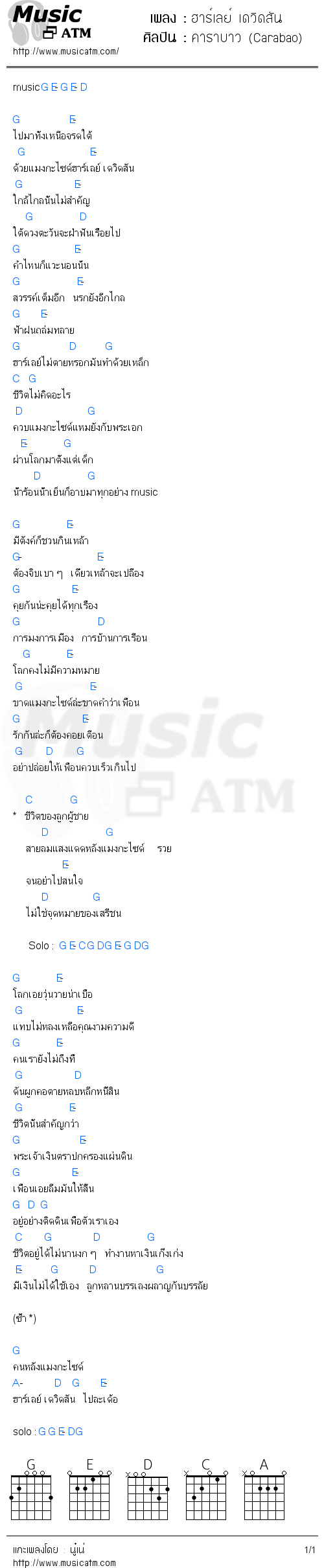 คอร์ดเพลง ฮาร์เลย์ เดวิดสัน