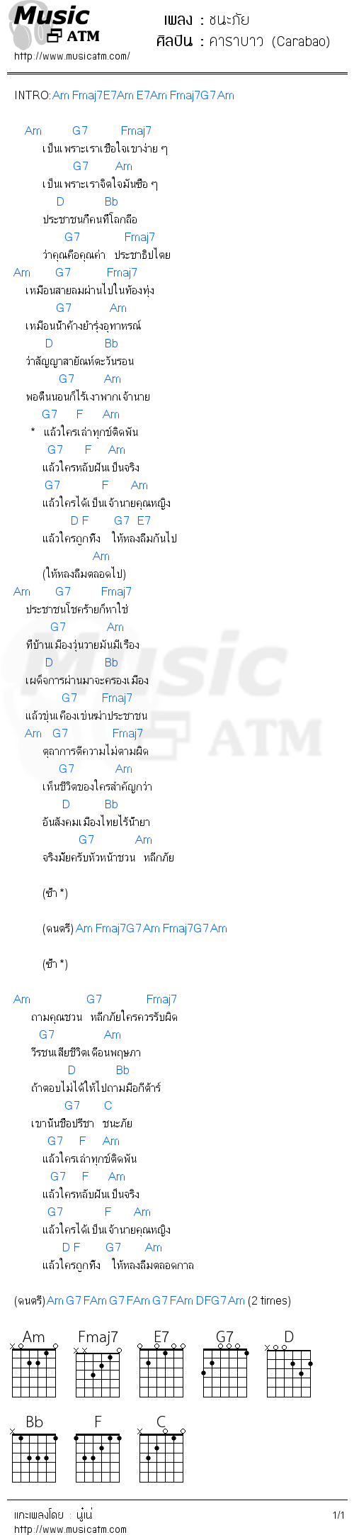 คอร์ดเพลง ชนะภัย