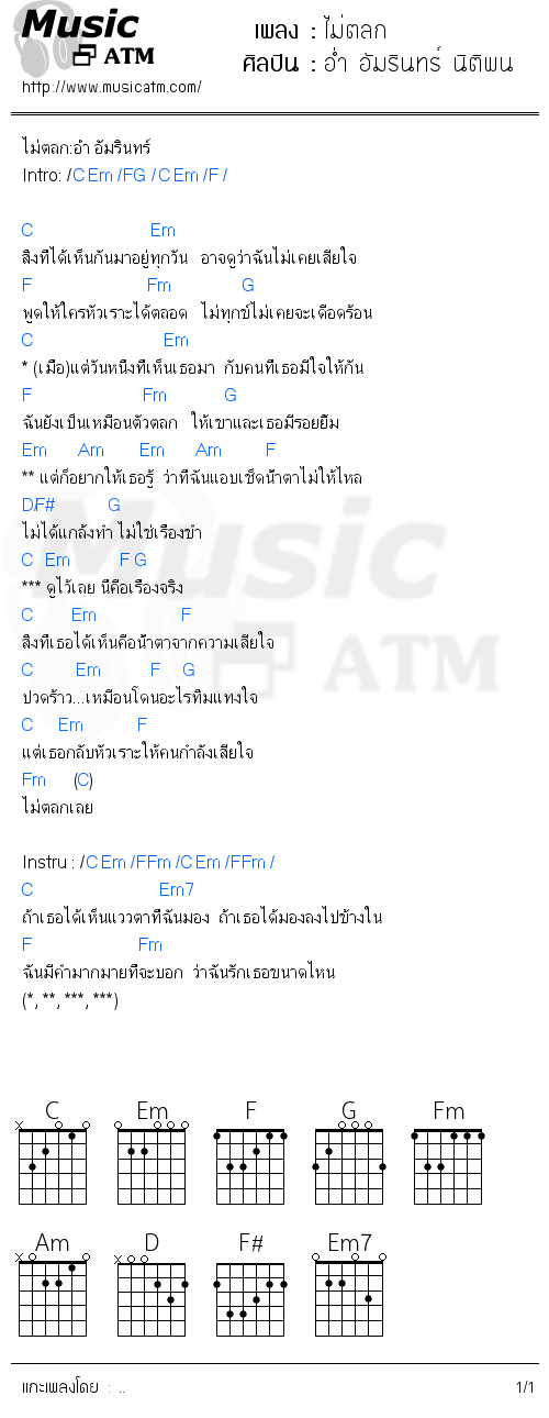 คอร์ดเพลง ไม่ตลก