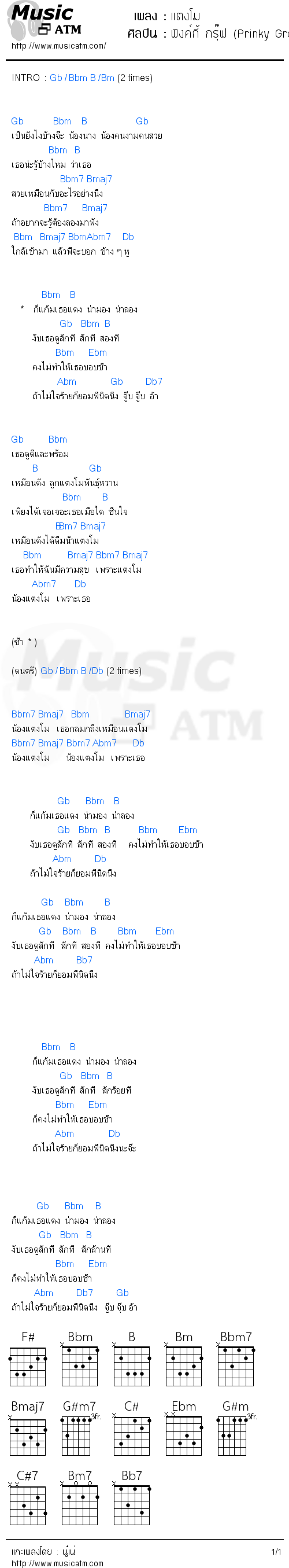 คอร์ดเพลง แตงโม