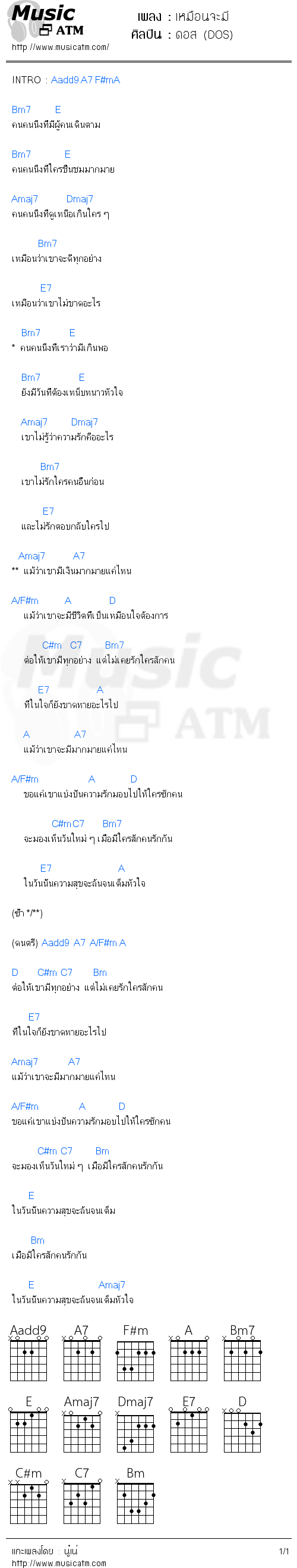 คอร์ดเพลง เหมือนจะมี