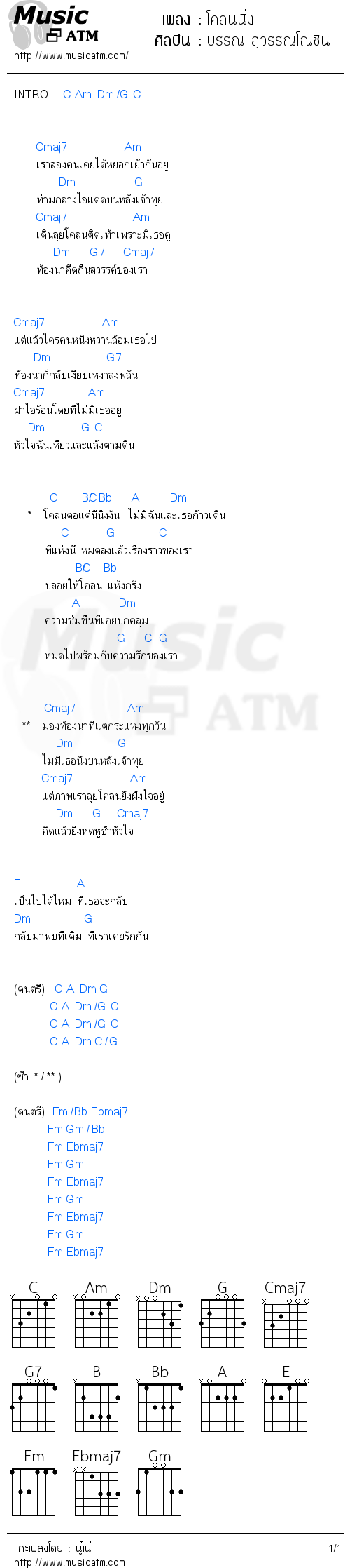 คอร์ดเพลง โคลนนิ่ง