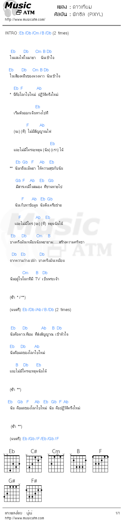 คอร์ดเพลง ดาวเทียม