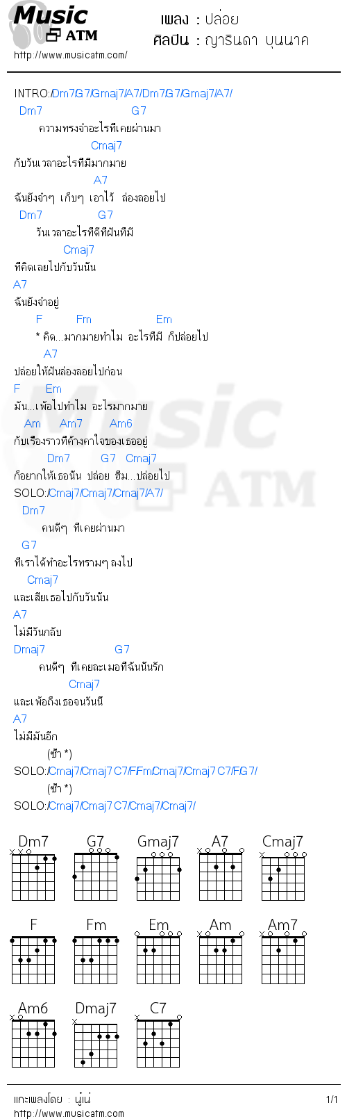 คอร์ดเพลง ปล่อย 