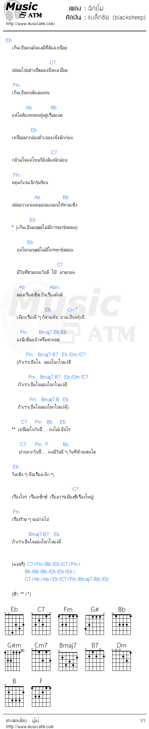 คอร์ดเพลง ฉีกยิ้ม