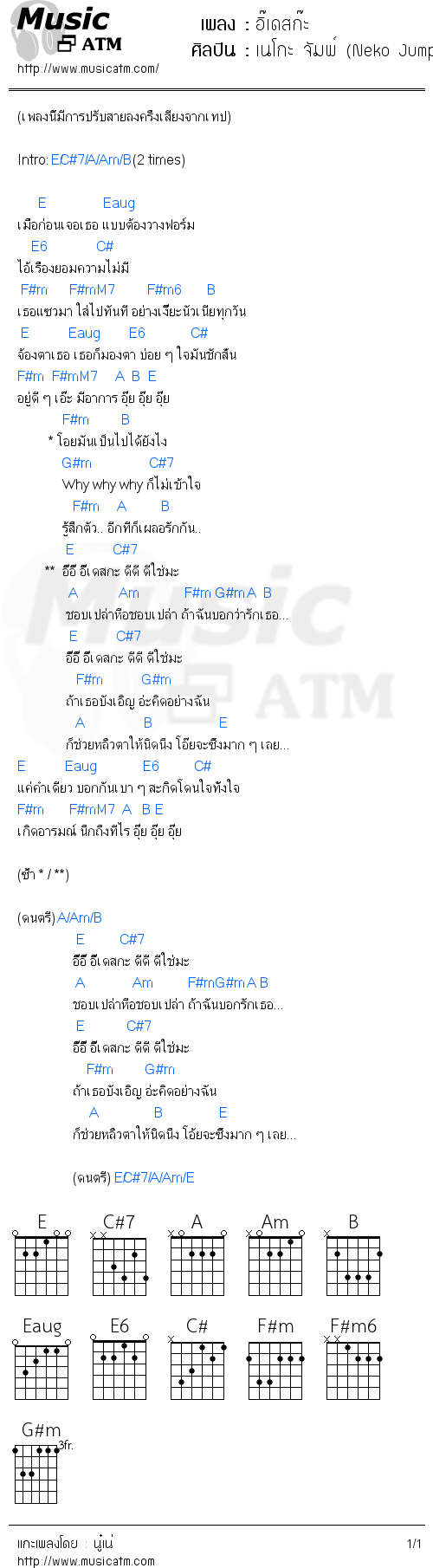 คอร์ดเพลง อิ๊เดสก๊ะ