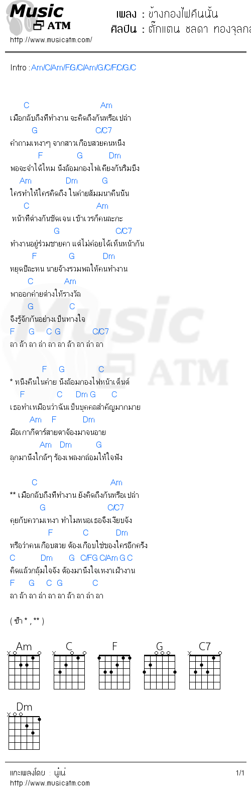 คอร์ดเพลง ข้างกองไฟคืนนั้น - ตั๊กแตน ชลดา ทองจุลกลาง | คอร์ดเพลงใหม่