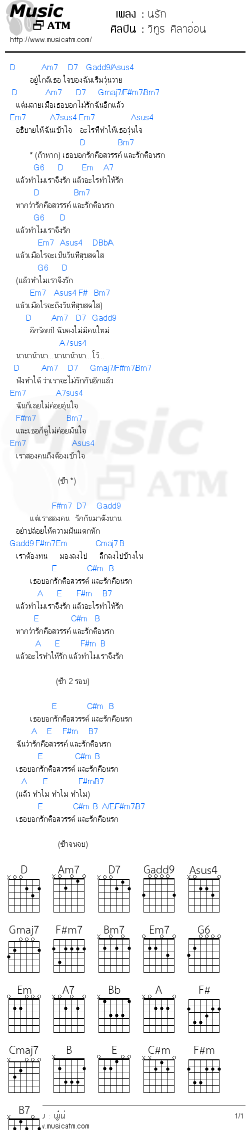 คอร์ดเพลง นรัก