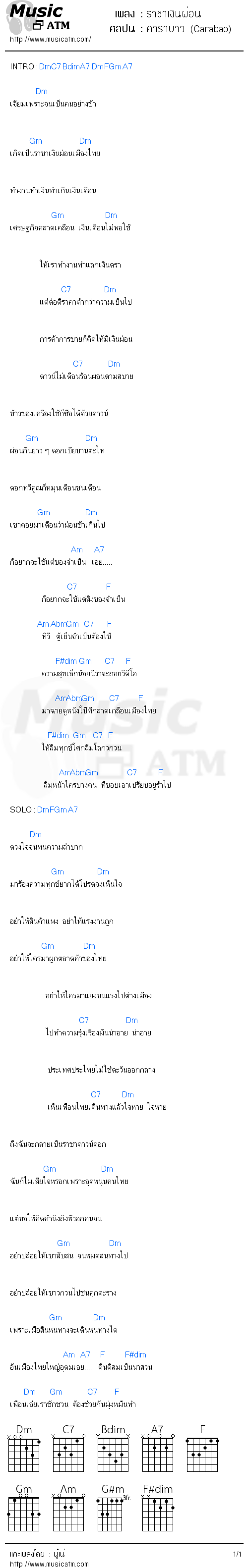 คอร์ดเพลง ราชาเงินผ่อน